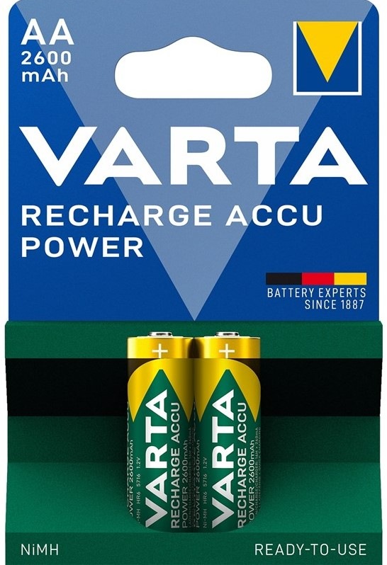 Baterie nabíjecí Varta Rechargeable Accu AA, HR06, 2600mAh, Ni-MH, blistr 2ks