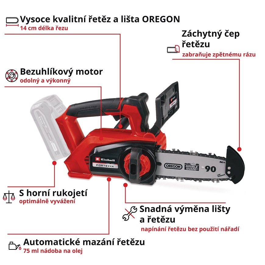 Řetězová pila Einhell Professional FORTEXXA 18/20 TH (bez baterie) 4600020