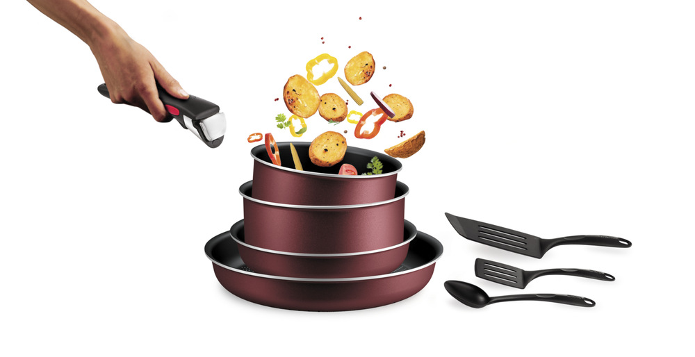 Sada nádobí Tefal Ingenio Simply Cook L7248802, 8 ks vínová Sada nádobí Tefal L7249302 Ingenio Simply Cook 4 kusy