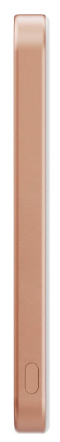 Powerbanka Pitaka Sunset Qi2 5000 mAh červená/oranžová Boční profil powerbanky Pitaka Sunset Qi2 ukazující tenké tělo a ovládací tlačítko