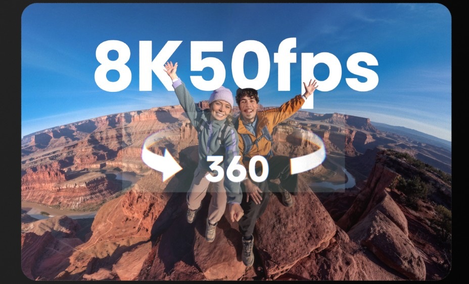 Outdoorová kamera Insta360 X6 Essentials Bundle černá Kamera Insta360 X6 natáčí 360° video v rozlišení 8K při 50 snímcích za sekundu