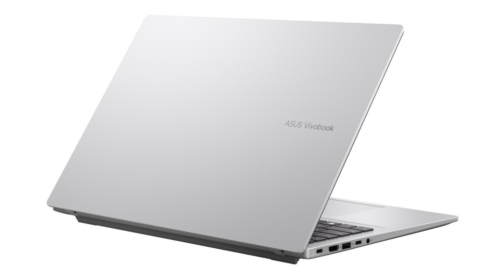 Notebook Asus Vivobook 16 stříbrný Pootevřený notebook Asus Vivobook 16 zezadu