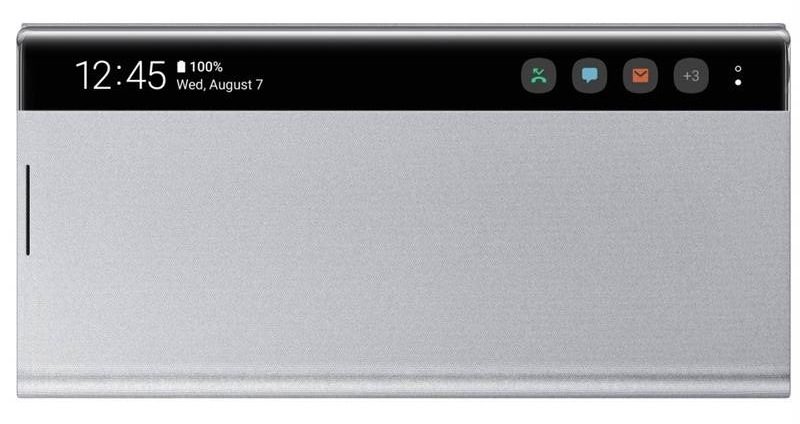 Pouzdro na mobil flipové Samsung Clear View na Galaxy Note10 stříbrné
