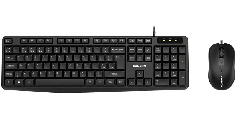 Klávesnice s myší Canyon CNE-CSET1, 1000 DPI, USB, CS, voděodolná černá Canyon CNE-CSET1 (CNE-CSET1)