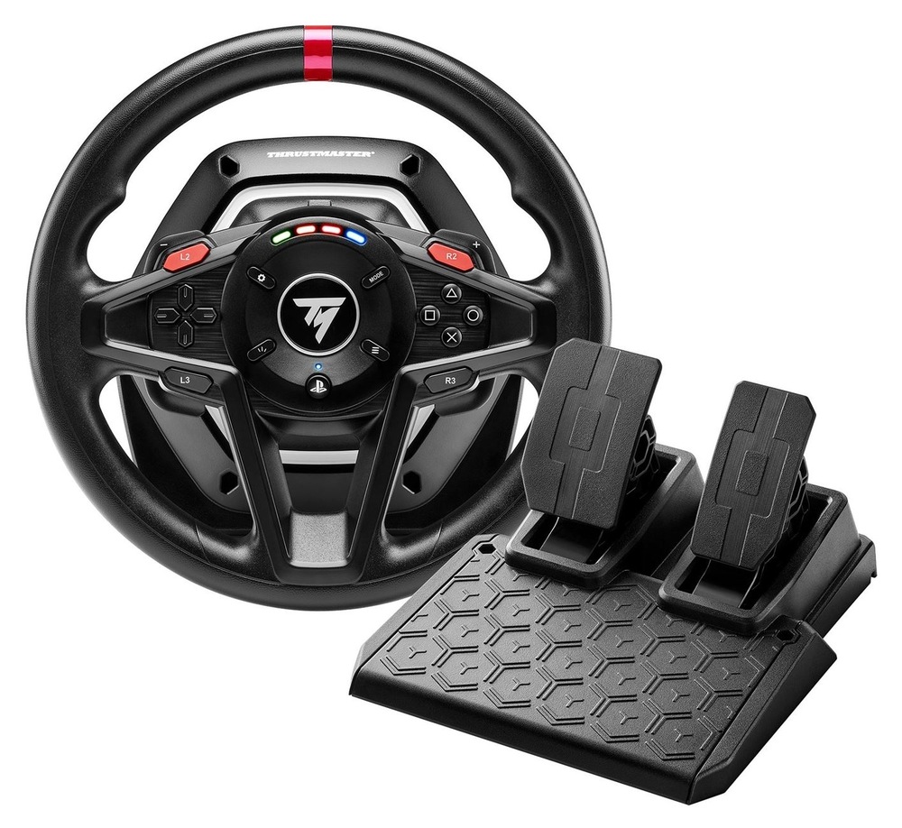 Herní volant s dvoupedálovým modulem pro simulátory zemědělské techniky