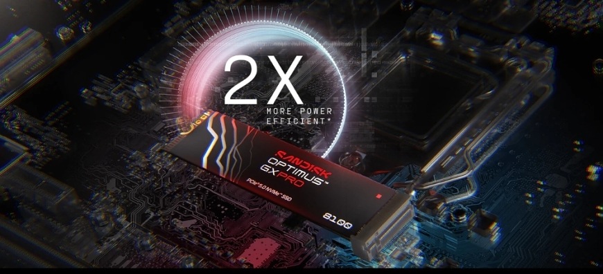 SSD SANDISK Optimus GX PRO 8100 1 TB - PCIe 5.0 (NVMe) černý SSD SANDISK Optimus GX PRO 8100 s grafikou zvýšené energetické efektivity