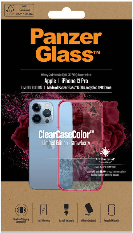 Kryt na mobil PanzerGlass ClearCaseColor na Apple iPhone 13 Pro červený/průhledný
