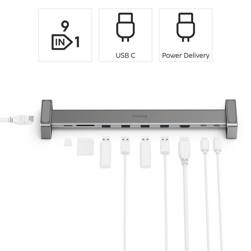 Dokovací stanice Hama Connect2Office Basic, 9 připojení Dokovací stanice Hama Connect2Office Basic, 9 připojení