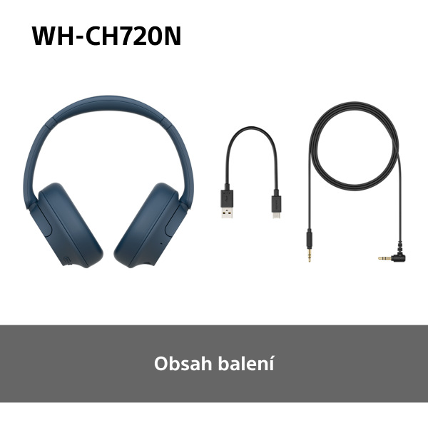 Sluchátka Sony WH-CH720N modrá Sluchátka Sony WH-CH720N, modrá, obsah balení