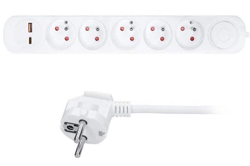 Prodlužovací kabel Solight o délce 3 m, bílá barva