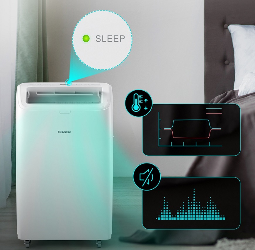 Mobilní klimatizace Hisense APC09QC, bílá, režim Spánek