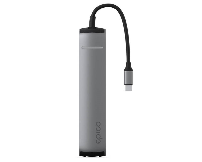 USB Hub Epico 6in1 Aluminium 8K USB-C/1× USB-C, 2× USB 3.0, HDMI, microSD, SD šedý USB Hub Epico 6in1 Aluminium 8K USB-C/1× USB-C, 2× USB 3.0, HDMI, microSD, SD - šedý