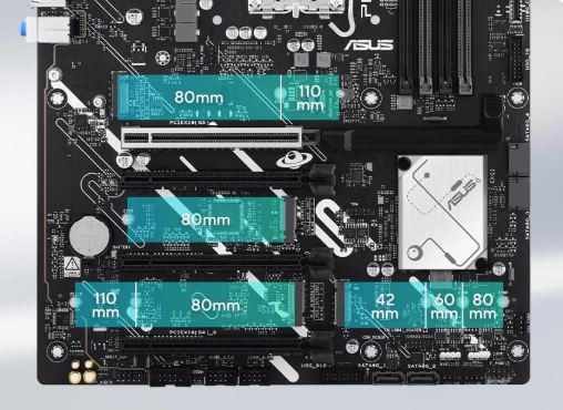 Základní deska Asus PRIME Z890-P v detailu s PCI sloty