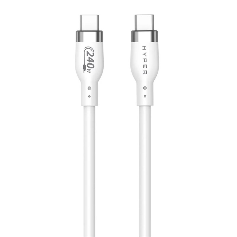 Kabel Hyper Silicone 240W, USB-C / USB-C, 2 m bílý