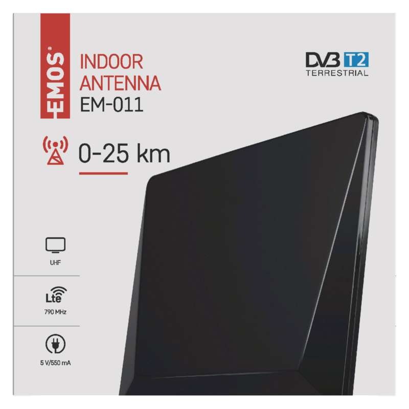 Anténa pokojová EMOS EM-011, 0–25 km DVB-T2