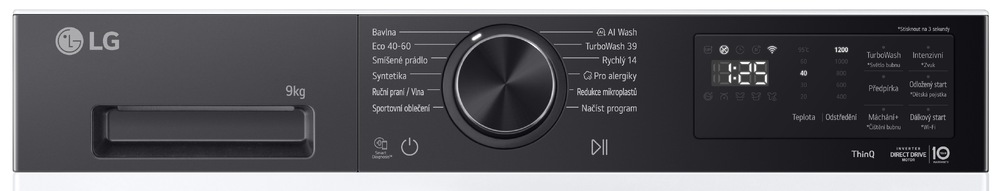 Detail ovládacího panelu pračky LG F2X50S9TKB