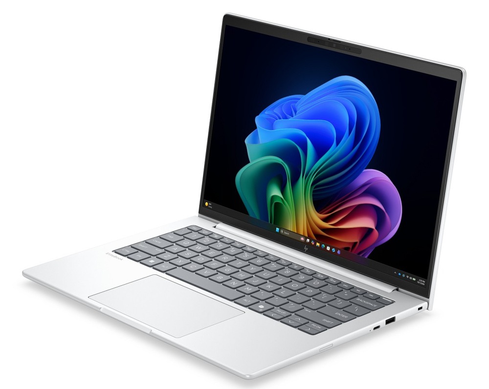 Otevřený a zapnutý notebook HP Elitebook 8 G2a 14" otočený doleva