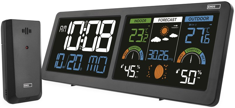 Meteostanice EMOS E8625 se dvěma podsvícenými LCD displeji