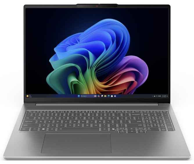 Notebook Lenovo IdeaPad Pro 5 16IAH10 šedý Šedý notebook Lenovo IdeaPad Pro 5 16IAH10 s 16" OLED displejem při pohledu zepředu