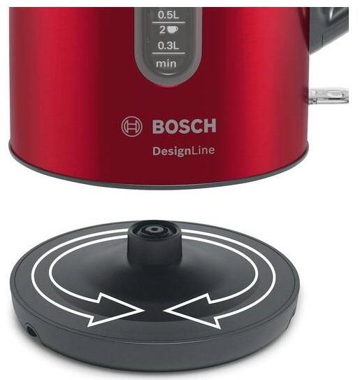Rychlovarná konvice Bosch DesignLine TWK4P434 černá/červená Rychlovarná konvice Bosch DesignLine TWK4P434 černá/červená