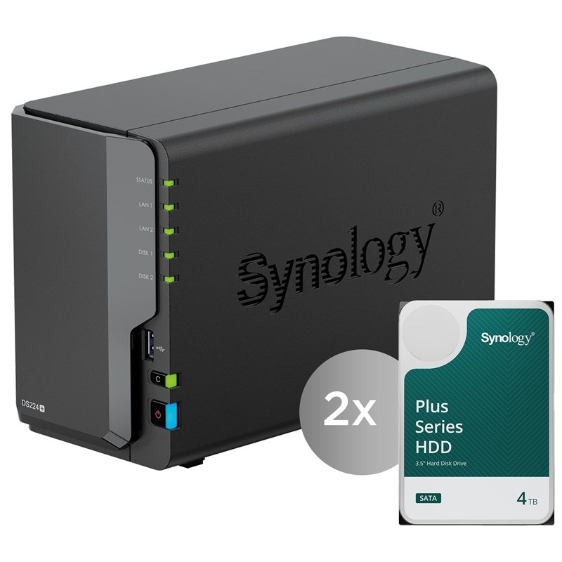 Datové úložiště (NAS) Synology DiskStation DS224+ včetně 2ks HDD 4TB černé