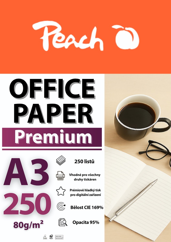 Papíry do tiskárny Peach Premium A3 80g - 250 listů