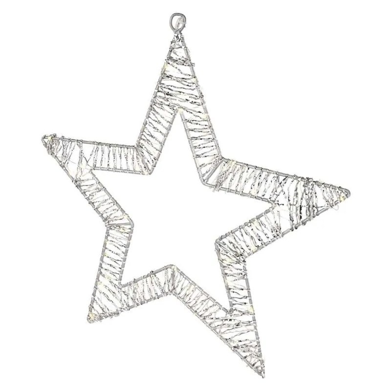 LED dekorace EMOS 60 WINDOW STAR, 3AA, TIMER, WW průhledná