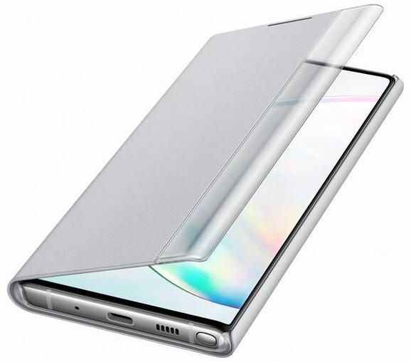 Pouzdro na mobil flipové Samsung Clear View na Galaxy Note10+ stříbrné
