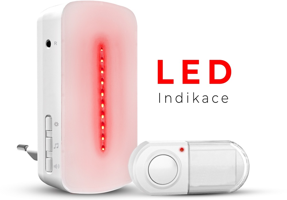 Zvonek bezdrátový Elektrobock s LED indikací + tlačítko bílý Zvonek bezdrátový Elektrobock s LED indikací + tlačítko bílý