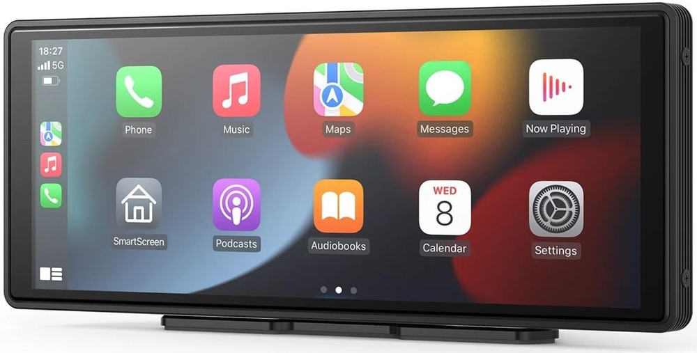 Čelní pohled na displej do auta NAVITEL DS1020 DVR s nabídkou aplikací Apple CarPlay