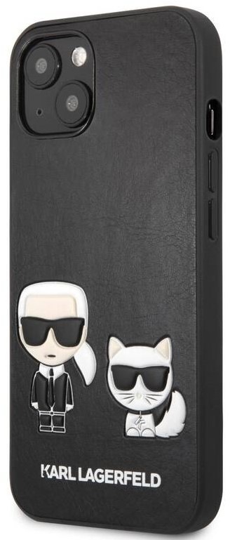 Kryt na mobil Karl Lagerfeld and Choupette Leather na Apple iPhone 13 černé