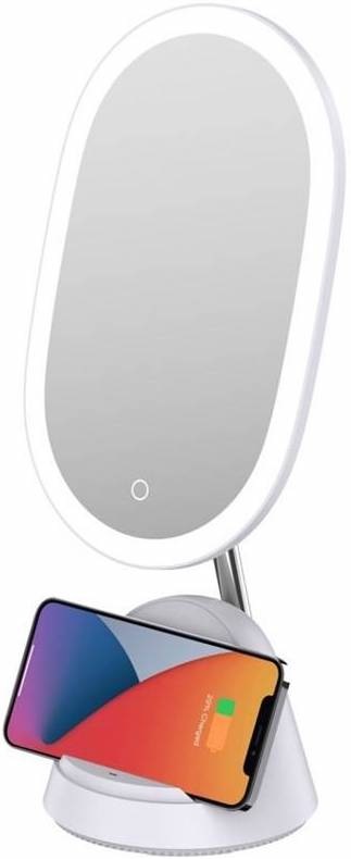 Stolní lampička IMMAX LED kosmetické zrcátko FACE 3v1, stojánek s Qi nabíjením 18W bílá