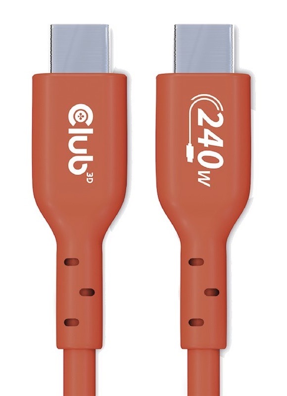 Kabel Club3D USB-C 240W, 1m červený