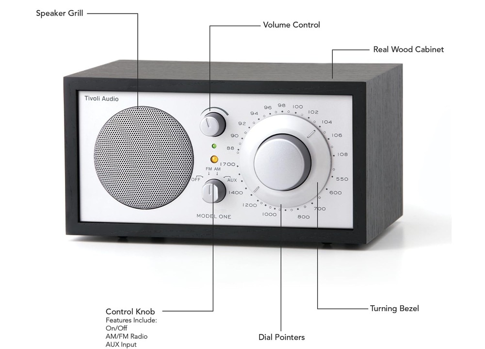 Radiopřijímač Tivoli Audio Model One M1-WHT s 3" širokopásmovým reproduktorem pro dokonalý poslech hudby