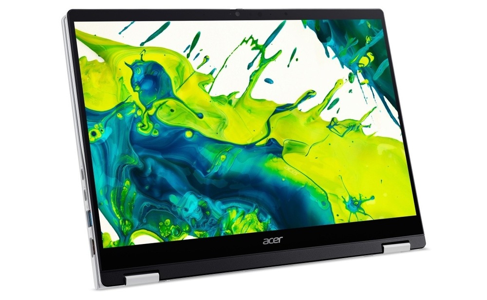 Notebook Acer Swift Spin 14 AI (SFSP14-I51T-765Q) stříbrný Notebook Acer Swift Spin 14 AI (SFSP14-I51T-765Q) v pozici tabletu