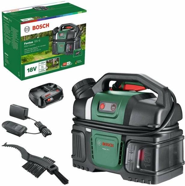 Bosch akumulátorový tlakový čistič Fontus 18V-6 s baterií, nabíječkou a kartáčem v balení