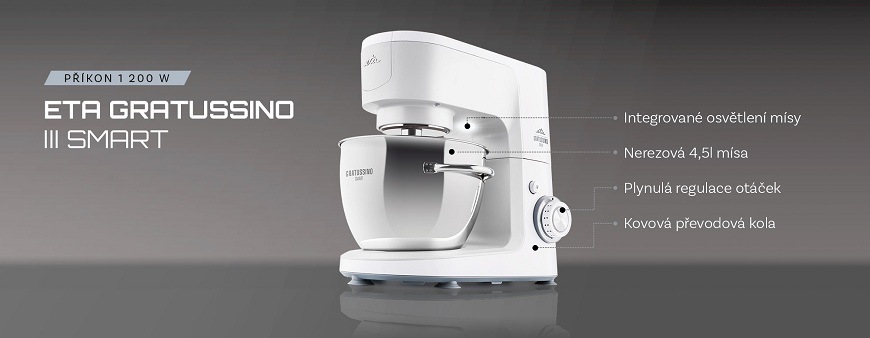 Kuchyňský robot ETA Gratussino III Smart 3023 90000 šedý/bílý Kuchyňský robot ETA Gratussino III Smart 3023 90000 šedý/bílý