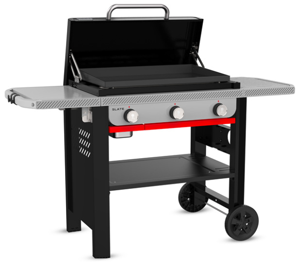 Zahradní plynový gril Weber Plancha Slate GPD 71 cm s hladkou litinovou deskou, černý