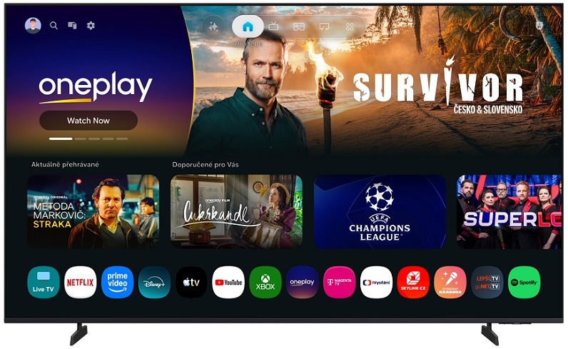 Televize Samsung UE100M90H televize samsung UE100M90H na které je domovská obrazovka Operačního systému Tizen