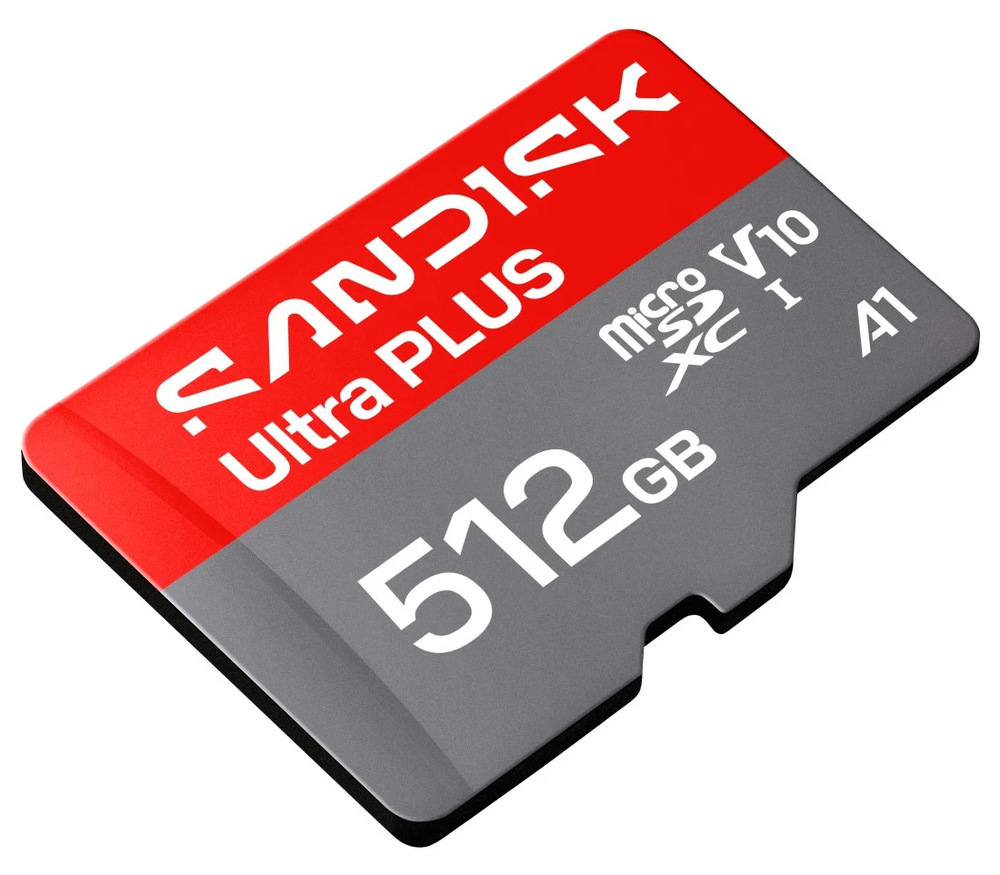Paměťová karta SANDISK Micro SDXC Ultra Plus 512GB UHS-I U1 (200R) + SD adaptér Paměťová karta SanDisk Ultra Plus microSDXC 512 GB s podporou UHS-I a výkonovou třídou A1
