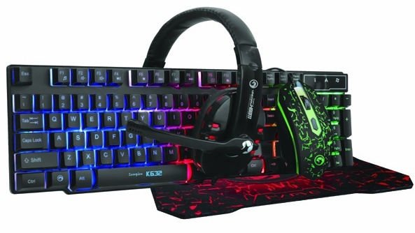 Klávesnice s myší Marvo CM370 + headset a podložka pod myš, CZ/SK černá Klávesnice s myší Marvo CM370 + headset a podložka pod myš, CZ/SK černá