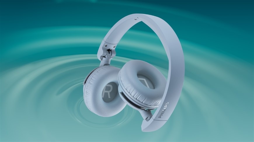 Sluchátka Philips TAH4000LB/00 světle modrá Složená sluchátka Philips jsou pohodlná a dobře se přenáší