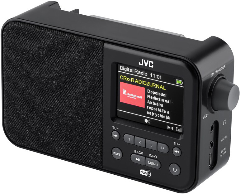 Radiopřijímač DAB+ JVC RA-E516B-DAB, černý