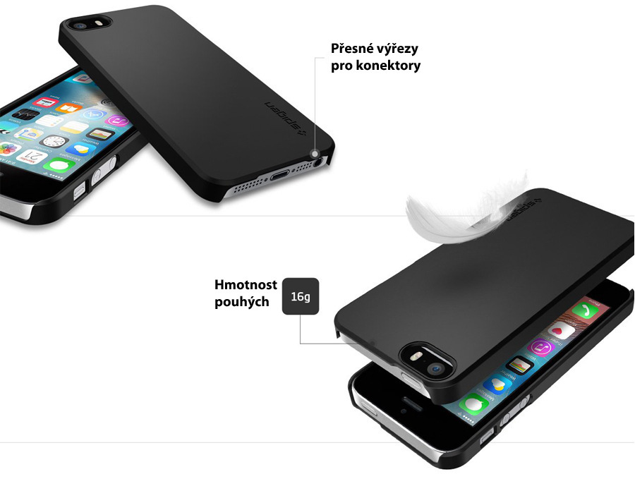 Kryt na mobil Spigen Thin Fit Apple iPhone SE/5s/5 černý Kryt na mobil Spigen Thin Fit Apple iPhone SE/5s/5 černý