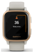 Chytré hodinky Garmin Venu Sq Music - Light Gold/Blue Band