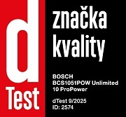 Tyčový vysavač Bosch BCS1051POW známka dTest