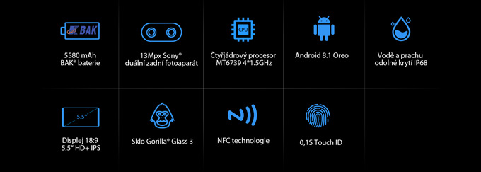 Mobilní telefon iGET Blackview GBV5800 černý/žlutý Mobilní telefon iGET Blackview GBV5800 černý/žlutý