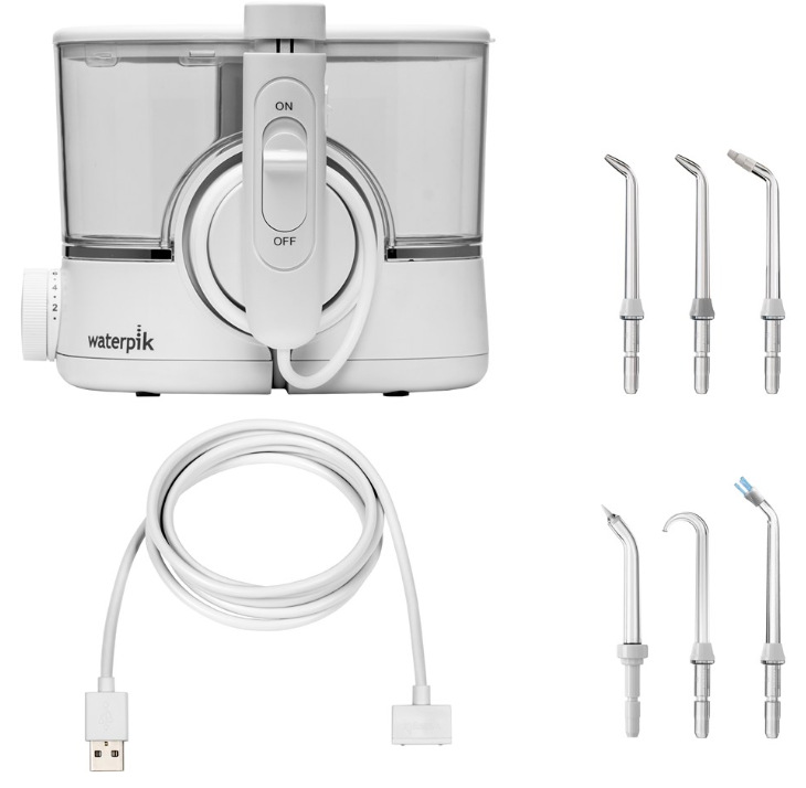 Ústní sprcha Waterpik WF11EU se šesti tryskami a nabíjecím USB kabelem