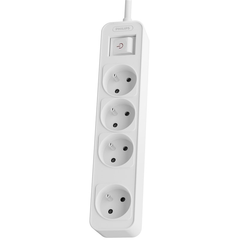 Kabel prodlužovací Philips 4x zásuvka, s vypínačem, 1,5 m bílý