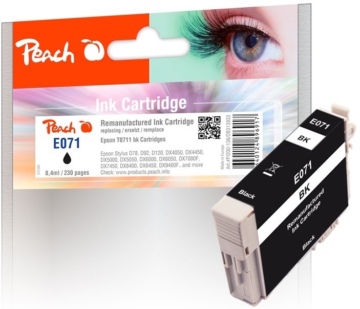 Inkoustová náplň Peach Epson 71, T0711, 230 stran - černá